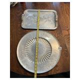 TWO ALUMINUM SERVING TRAYS