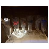 6 ASSORTED PILSNER GLASSES NO CHIPS