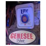 MILLER LITE BEER WALL MOUNT SIGN AND GENESEE BEER