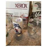LARGE ASSORTMENT OF BEER GLASSES AND CANADIAN