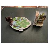 HAND MADE NUT BOWL WITH SQUIRREL, MADE IN JAPAN