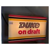 DUKE ON DRAFT BACK LIT WALL SIGN EXCELLENT COND.