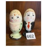 TWO EGG CUP WITH INSERT SALT AND PEPPER SHAKERS