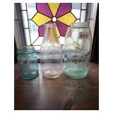RIECH MILK BOTTLE, BALL WIDE MOUTH BLUE MASON