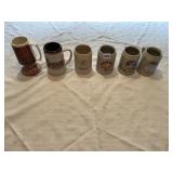 6 STONEWARE BEER STEINS