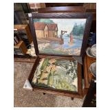 1960S PAINTED PICTURES INCLUDING SWAN SIGNED M.
