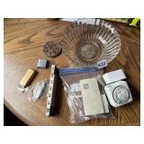 FOLDING WOOD RULER, GLASS BOWL, LAMP TIMER, TAPE