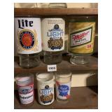 6 GLASSES, LITE, MILLER, BUDWEISER