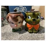 MADE IN JAPAN CAT COOKIE JAR (CRAZING AND CHIPS)