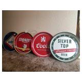4 ROUND BEER TRAYS INCLUDING COORS, STONEY`S