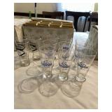 ASSORTED BEER GLASSES IN STORAGE BOX