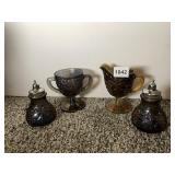 IMPERIAL GLASS CARNIVAL GLASS SALT AND PEPPERS