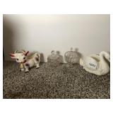COW CREAMER, COVERED GLASS CONDIMENT HOLDERS,