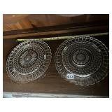 2 GLASS FOOTED CAKE PLATES