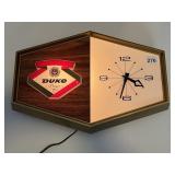 DUKE BEER LIGHT UP ELECTRIC CLOCK
