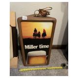 LIGHT UP THREE-SIDED  MILLER TIME W/ MEN ON HORSE