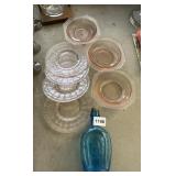 TIAWAN BLUE BOTTLE & 7 PINK DEPRESSION PC. PLATES