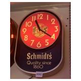 SCHMITZ QUALITY SINCE 1860 LIGHT UP CLOCK