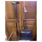 WOOD CANE WITH BIRD HANDLE, FIREPLACE COOKER