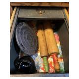 TWO VINTAGE WOOD HANDLED ROLLING PINS