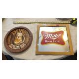 MILLER BEER MIRRORED PANEL, PLASTIC DUKE BEER