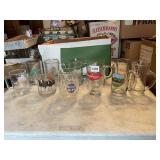BUDWEISER GLASS STEINS INCLUDING PRINZ BRAU, BUD