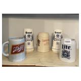 BEER STEINS SCHLITZ, CAPTAIN MORGAN, LITE