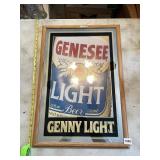 GENESEE LIGHT BEER MIRRORED SIGN