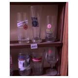 6 GLASSES BUDWEISER, MICHELOB, ETC.