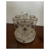 6 WACSTEINER PILSNER GLASSES AND TRAY