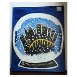 WINTER SCENE ON CANVAS PAINTED 16" X 20"