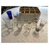 ASSORTED BEER GLASSES IN STORAGE BOX