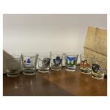 SHOT GLASSES MAPLE LEAVES AND BALTIMORE RAVENS
