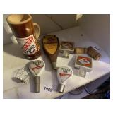 BEER TAPS, SILVER TOP, DUKE, RED STRIPE MUG