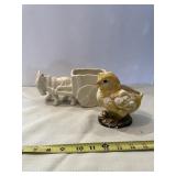 DONKEY CART PLANTER WITH BROKEN EAR AND CHICK