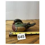 4" SIGNED WOOD DUCK SCULPTURE, 1988