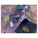 DESK LAMP WITH FINE CIGAR BOX AND LEATHER STRAPS