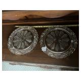 2 GLASS FOOTED CAKE PLATES
