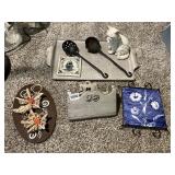 SHELL ART WITH REPAIRS NEEDED, HAMMERED ALUMINUM