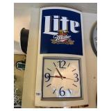 MILLER LITE WALL CLOCK BATTERY OPERATED NICE