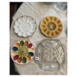 UNIQUE EGG DISH WITH CONDIMENT HOLDERS, MADE IN