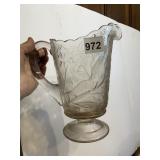 ANTIQUE PRESSED GLASS PITCHER WITH RAISED