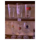 6 BEER GLASSES LOWENBRAU, BUD, ETC.