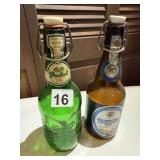 FLIP TOP KULM BACHER AND GROLSCH EMPTY BOTTLES