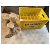FALSTAFF PLASTIC CRATE AND PLASTIC CUPS
