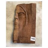 CARVED WOOD INDIAN HEAD SEE SIGNATURE