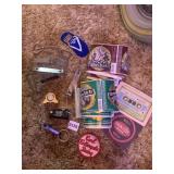 ASSORTED BEER OPENERS AND UN CUT LABELS