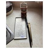 HAMMERED ALUMINUM TRAY, LETTER OPENER, MATCH