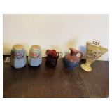 SALT/PEPPERS HAND PAINTED, COLLECTOR RUBY PITCHER