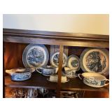 CURRIER AND IVES SERVING PIECES AND PLATES CHIP